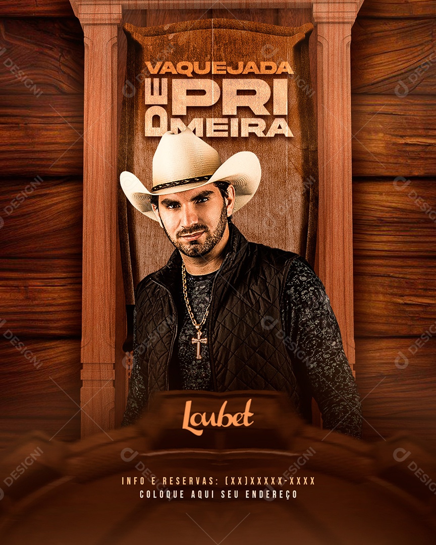 Flyer Vaquejada de Primeira Loubet Social Media PSD Editável