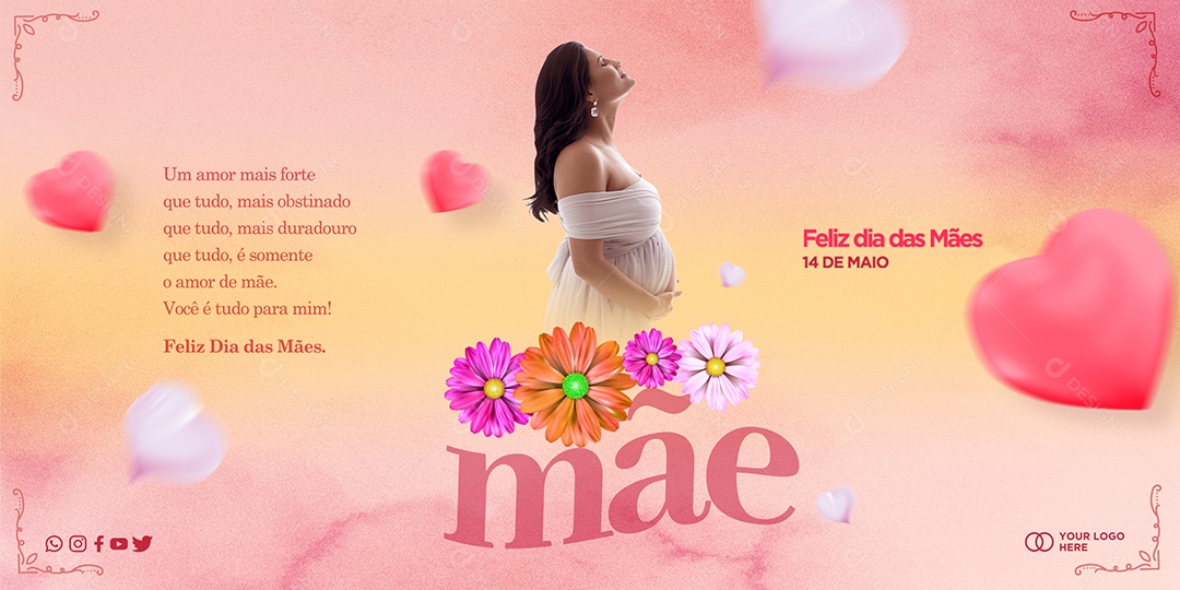 Banner Social Media Feliz Dia Das Mães 14 De Maio PSD Editável