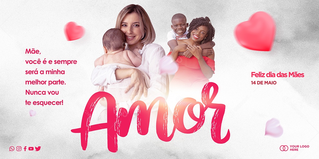 Banner Dia Das Mães 14 De Maio Você È E Sempre Será A Minha Melhor Parte PSD Editável