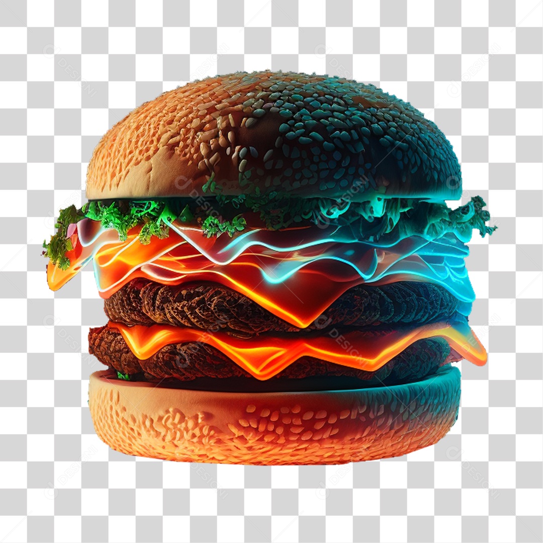 Transparent PNG Burger 3D Element