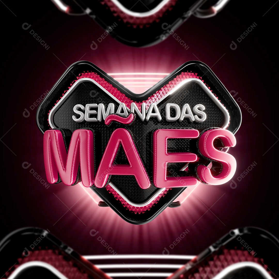 Selo 3D Para Composição Semana Das Mães PSD