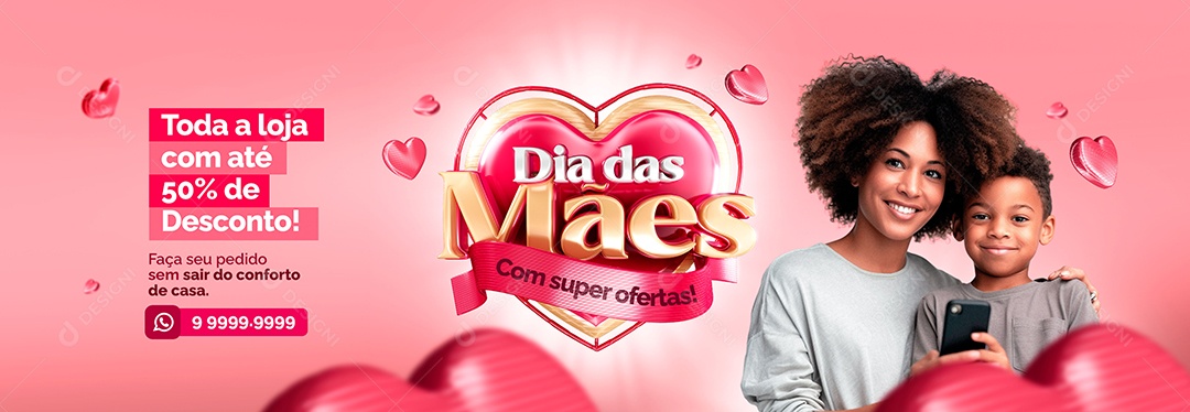 Banner Dia Das Mães Com Super Ofertas Venha Conferir Social Media PSD Editável