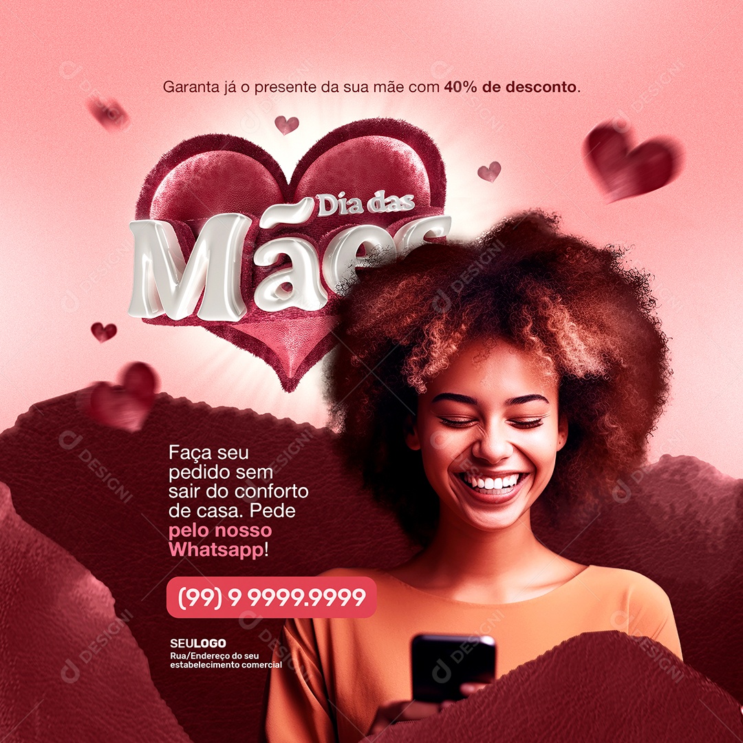 Dia Das Mães Garanta já o Presente da Sua Mãe Com 40% de Desconto Social Media PSD Editável