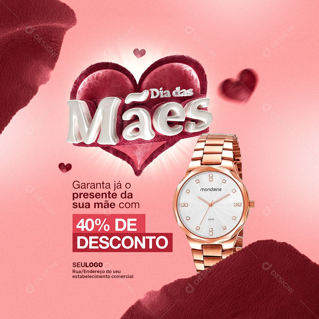 Dia Das Mães Garanta já o Presente da Sua Mãe Com 40% de Desconto Social Media PSD Editável