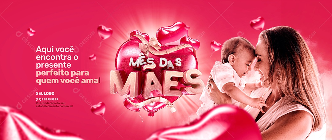 Banner Mês Das Mães Aqui Você Encontra o Presente Perfeito Para Quem Você Ama Social Media PSD Editável