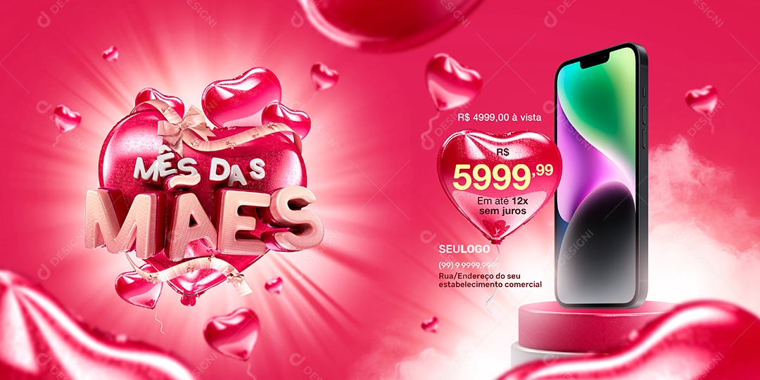 Banner Mês Das Mães Ofertas Venha Conferir Social Media PSD Editável