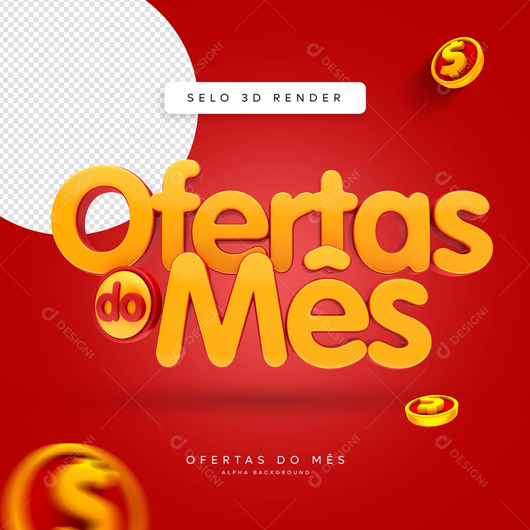 Selo 3D Para Composição Ofertas do Mês PSD