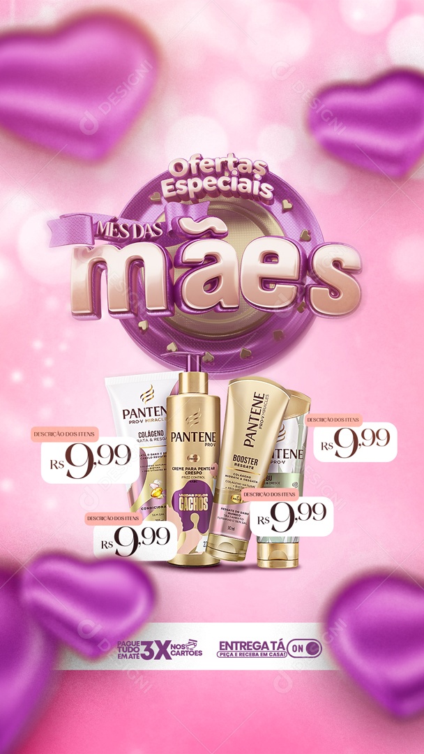 Selo 3D Mês Das Mães Ofertas Especiais Produtos De Cabelo PSD Editável