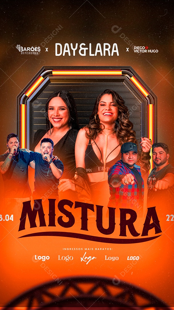 Story Mistura Os Barões Da Pisadinha Day & Lara Diego & Victor Hugo Flyer Social Media PSD Editável