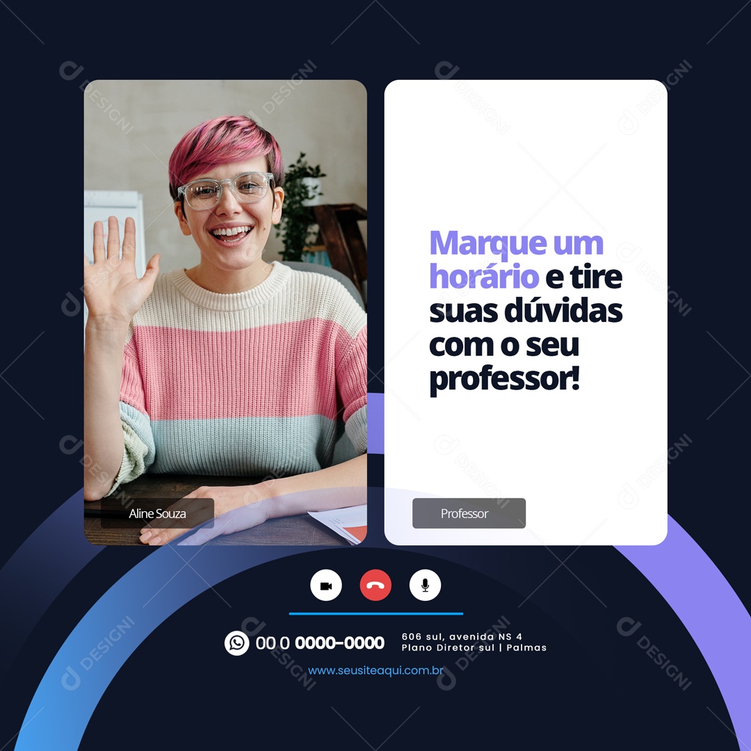 Marque o Horário e Tire Suas Dúvidas Com o Seu Professor! Cursos Social Media PSD Editável