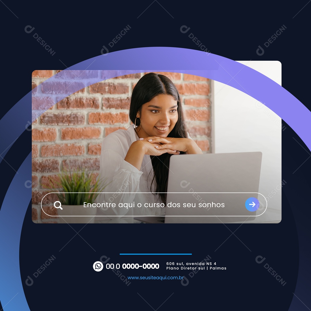 Encontre Aqui o Curso dos Seus Sonhos Social Media PSD Editável