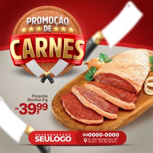 Promoção de Carnes Venha Conferir Social Media PSD Editável