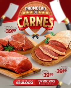 Promoção de Carnes Venha Conferir Social Media PSD Editável