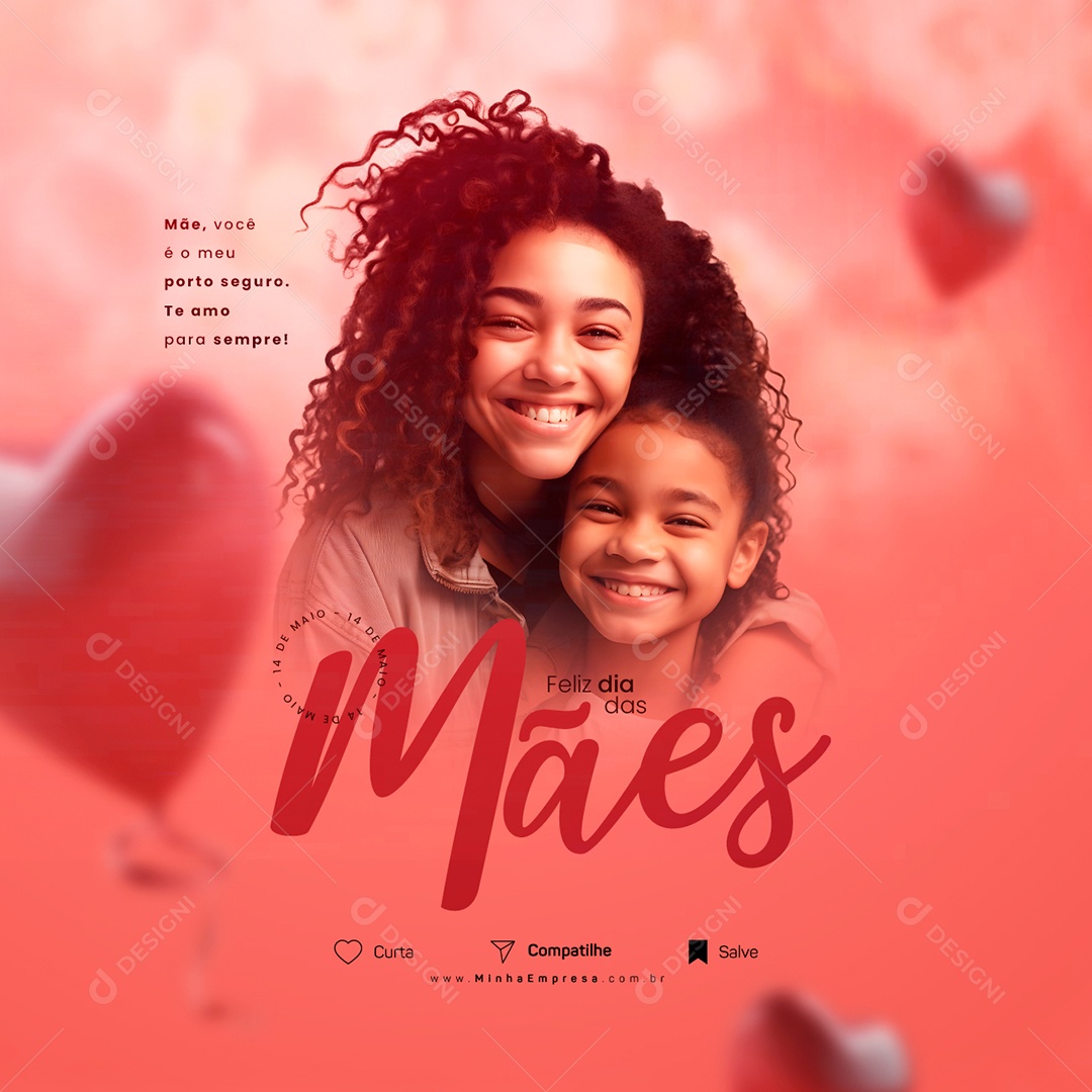 Mãe Você É O Meu Porto Seguro Te Amo Para Sempre Feliz Dia Das Mães Social Media PSD Editável