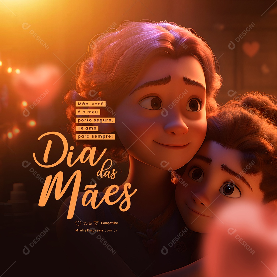 Mãe Você É O Meu Porto Seguro Te Amo Para Sempre Dia Das Mães Social Media PSD Editável