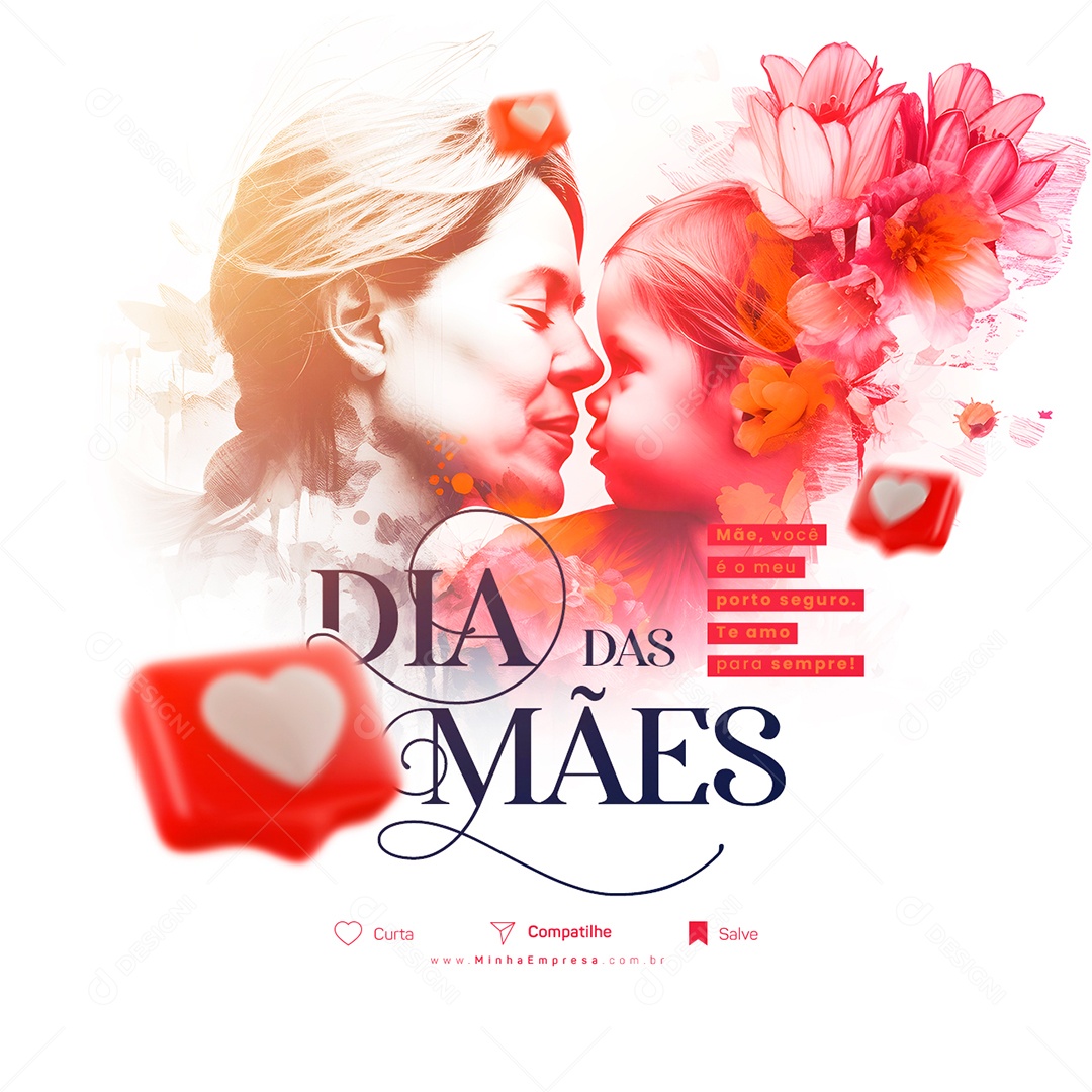 Social Media Mãe Você É O Meu Porto Seguro Te Amo Para Sempre Dia Das Mães PSD Editável