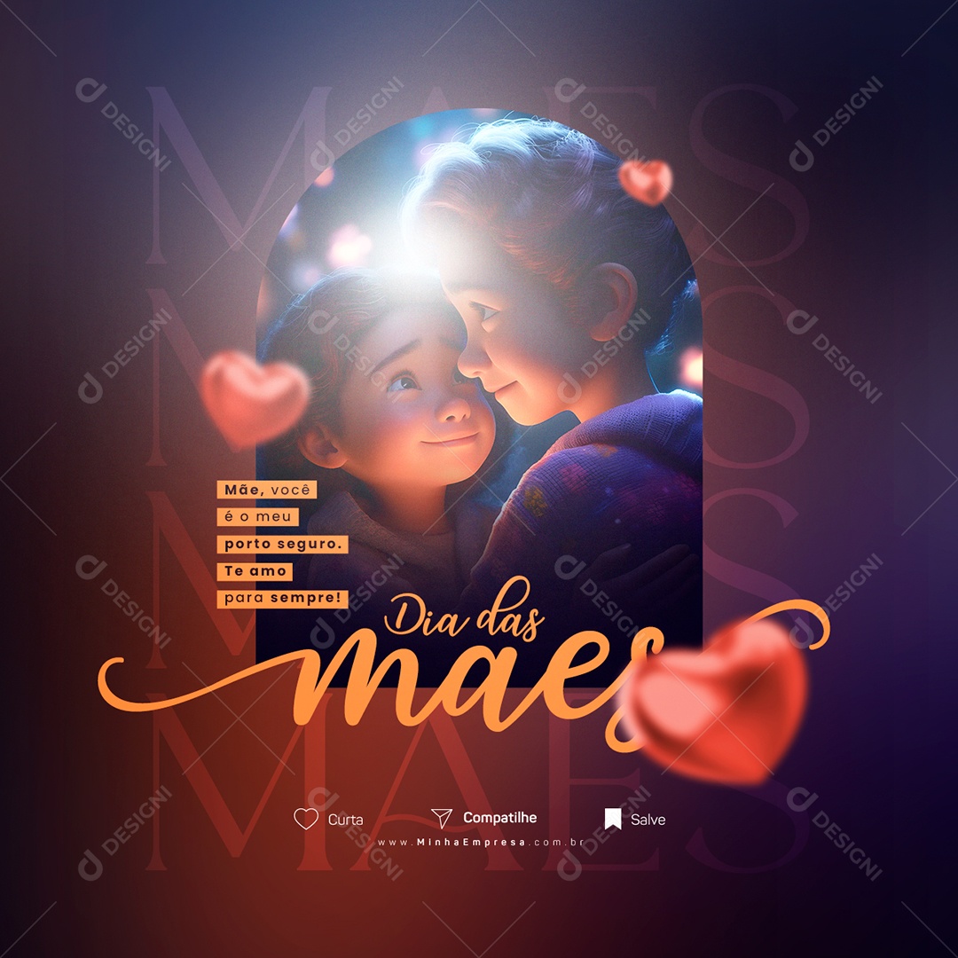 Mãe Você É O Meu Porto Seguro Te Amo Para Sempre Dia Das Mães Social Media PSD Editável