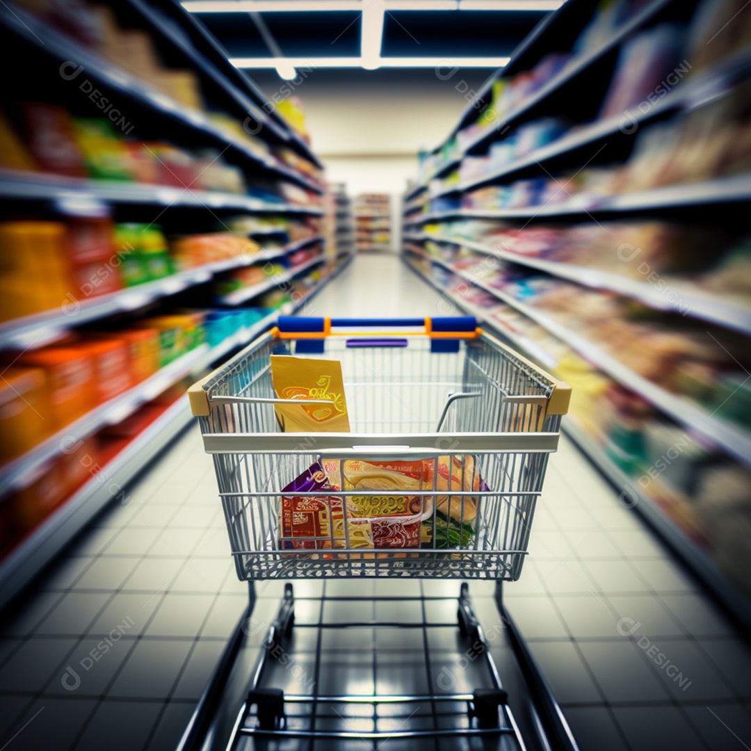 Carrinho de Mercado no Corredor