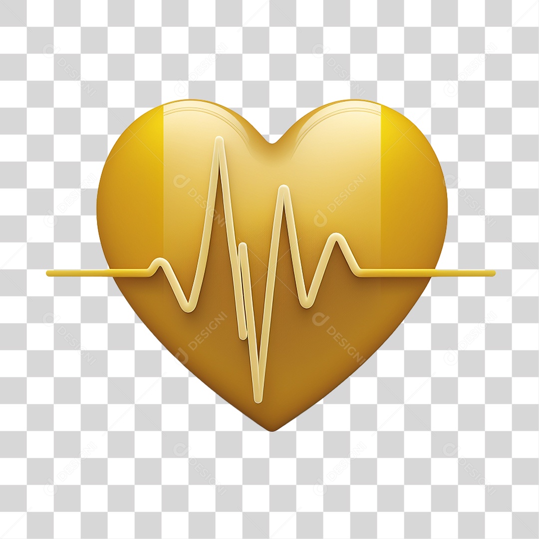 Elementos 3D Coração Amarelo PNG Transparente