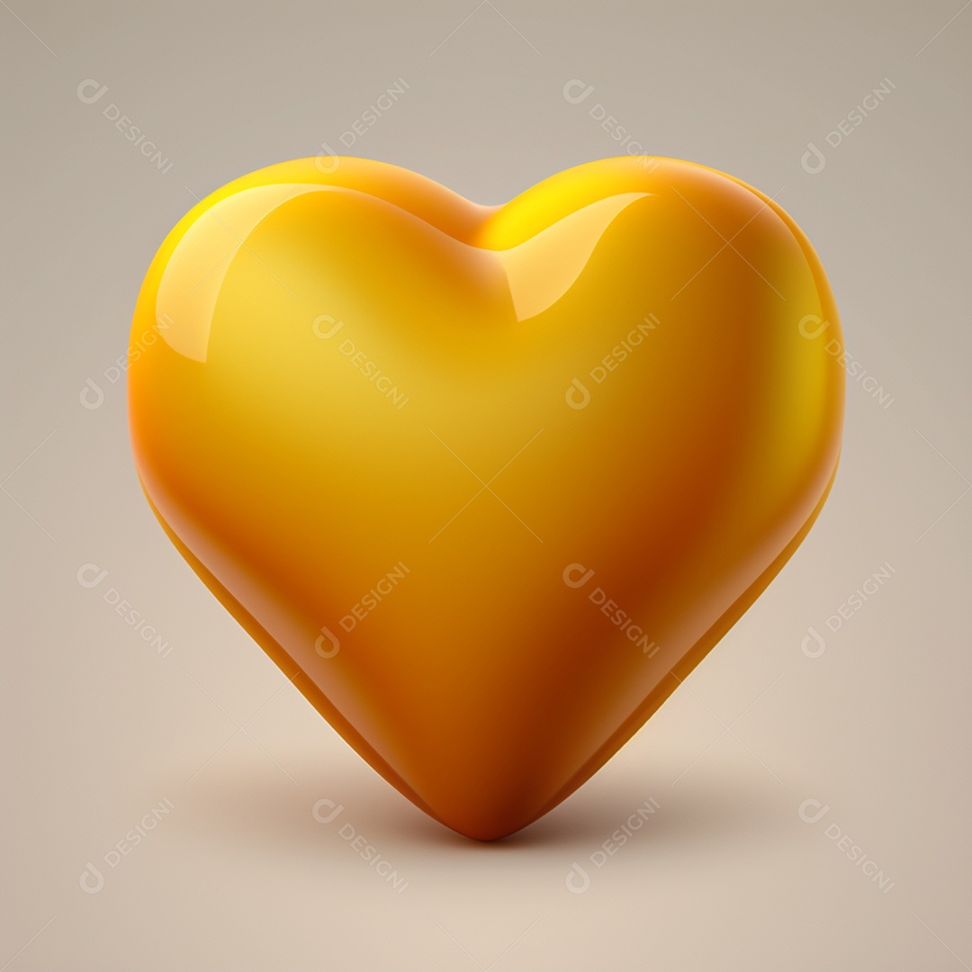 Coração Gigante Amarelo 3D