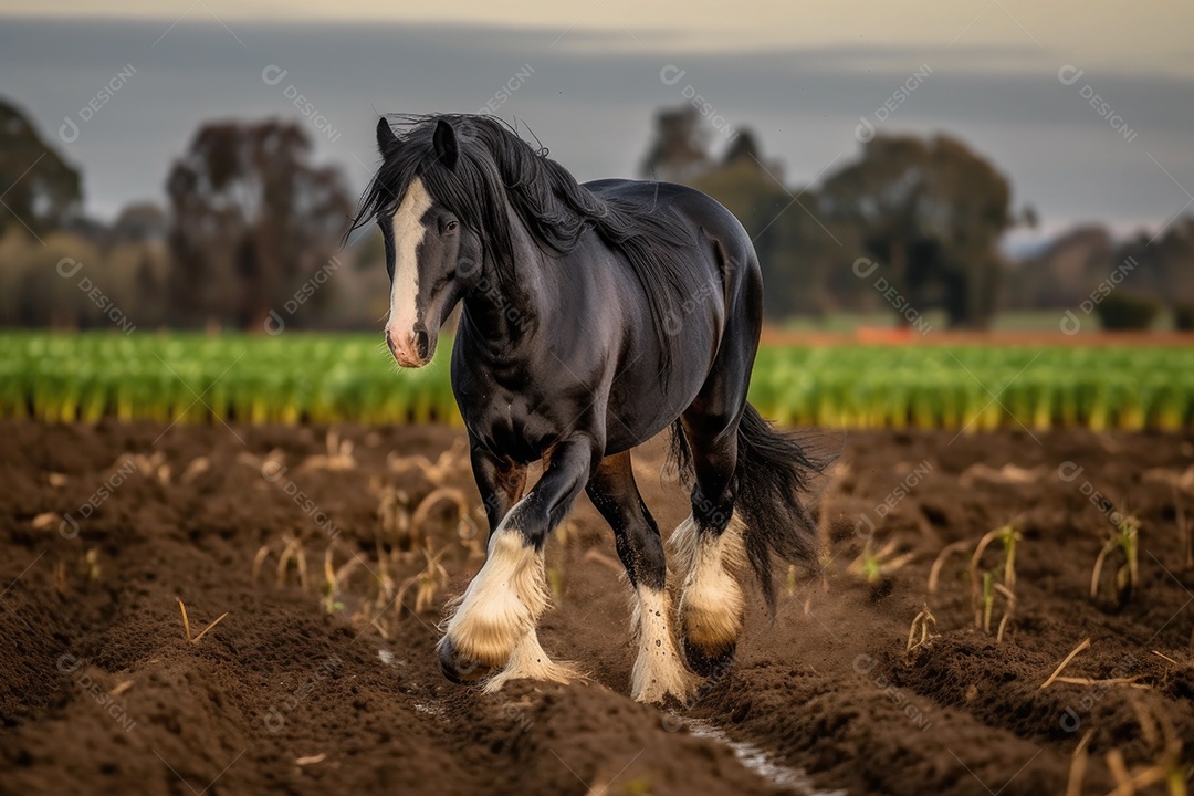 Cavalo correndo ao ar livre na natureza