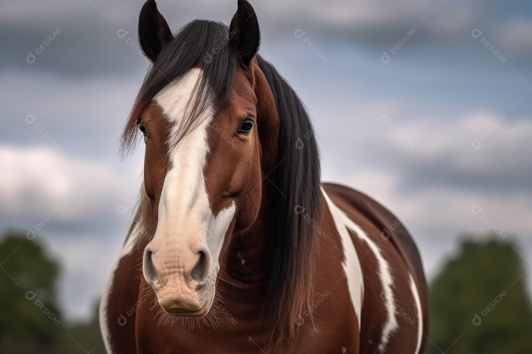 Ângulo baixo da cabeça do cavalo Colored Cob