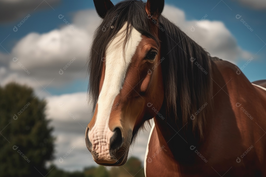 Ângulo baixo da cabeça do cavalo Colored Cob
