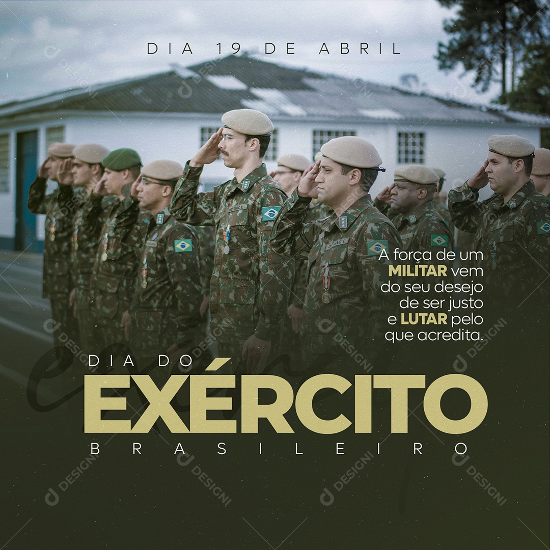 Social Media Dia Do Exército Brasileiro Dia 19 De Abril PSD Editável