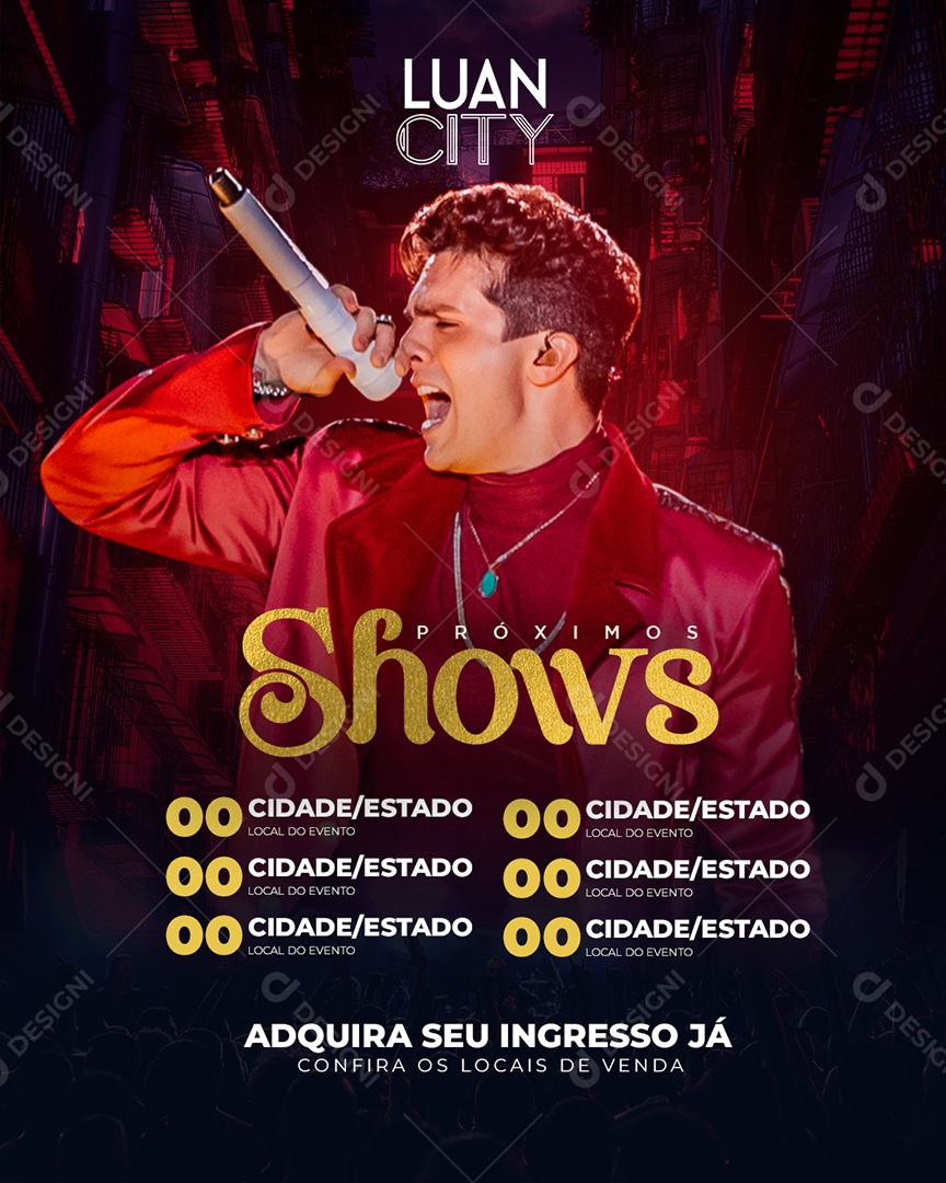 Social Media Flyer Eventos Agenda Semanal Cantor Luan Santana PSD Editável