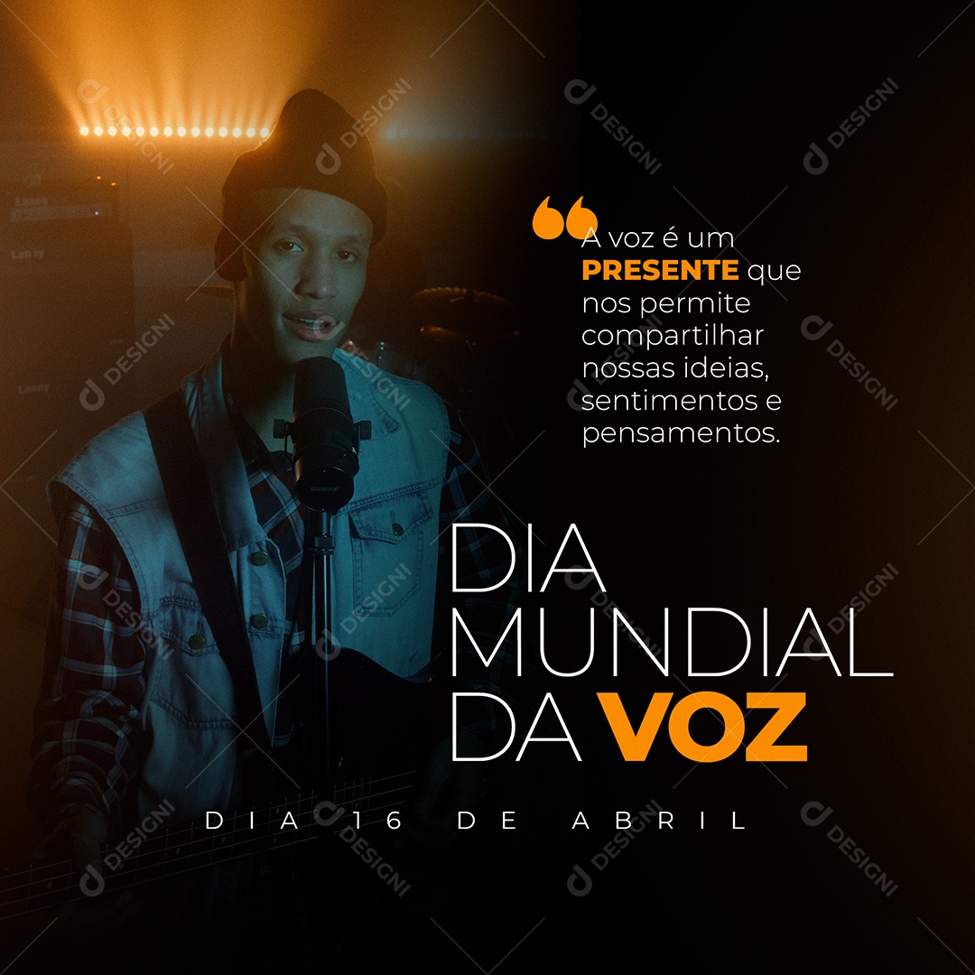 Social Media Dia Mundial Da Voz Dia 16 De Abril PSD Editável