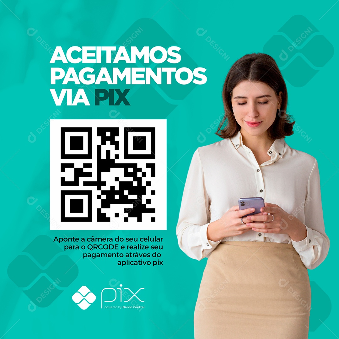 social Media Aceitamos Pagamentos via PIX PSD Editável