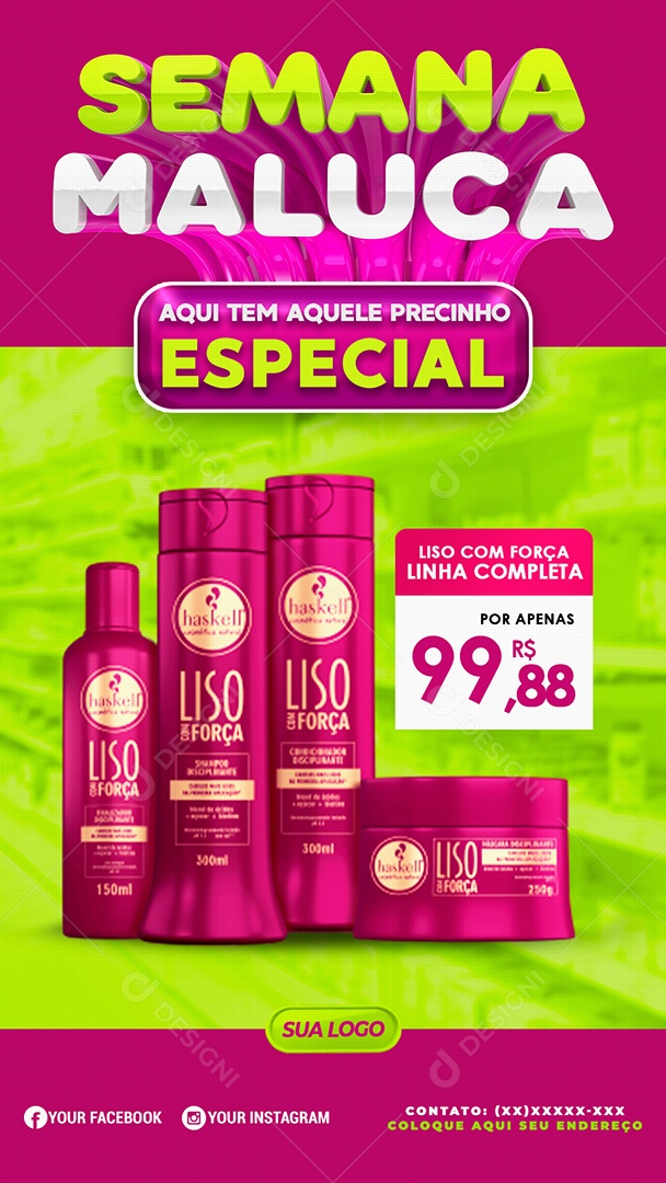 Social Media Semana Maluca Aqui Tem Aquele Precinho Especial PSD Editável