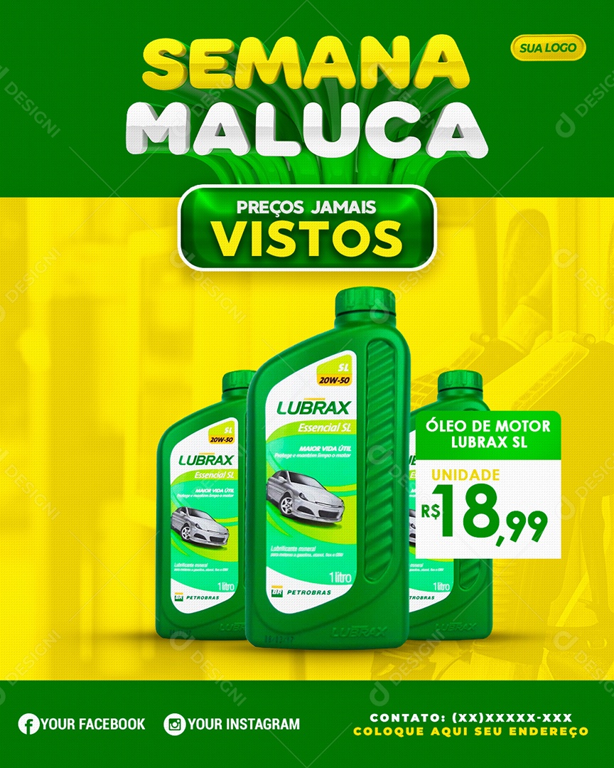 Social Media Semana Maluca Preços Jamais Vistos Óleo De Motor PSD Editável
