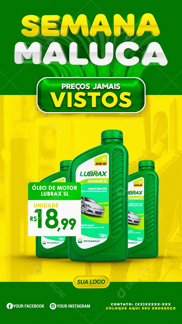 Social Media Semana Maluca Preços Jamais Vistos Óleo De Motor PSD Editável