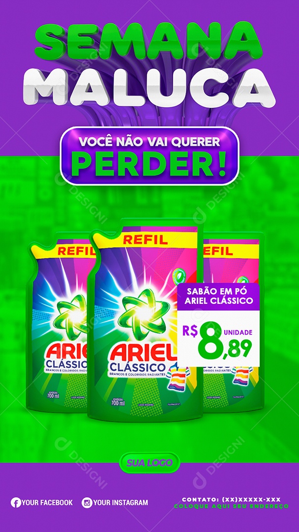 Social Media Semana Maluca Você Não Vai Querer Perder Sabão Em Pó PSD Editável
