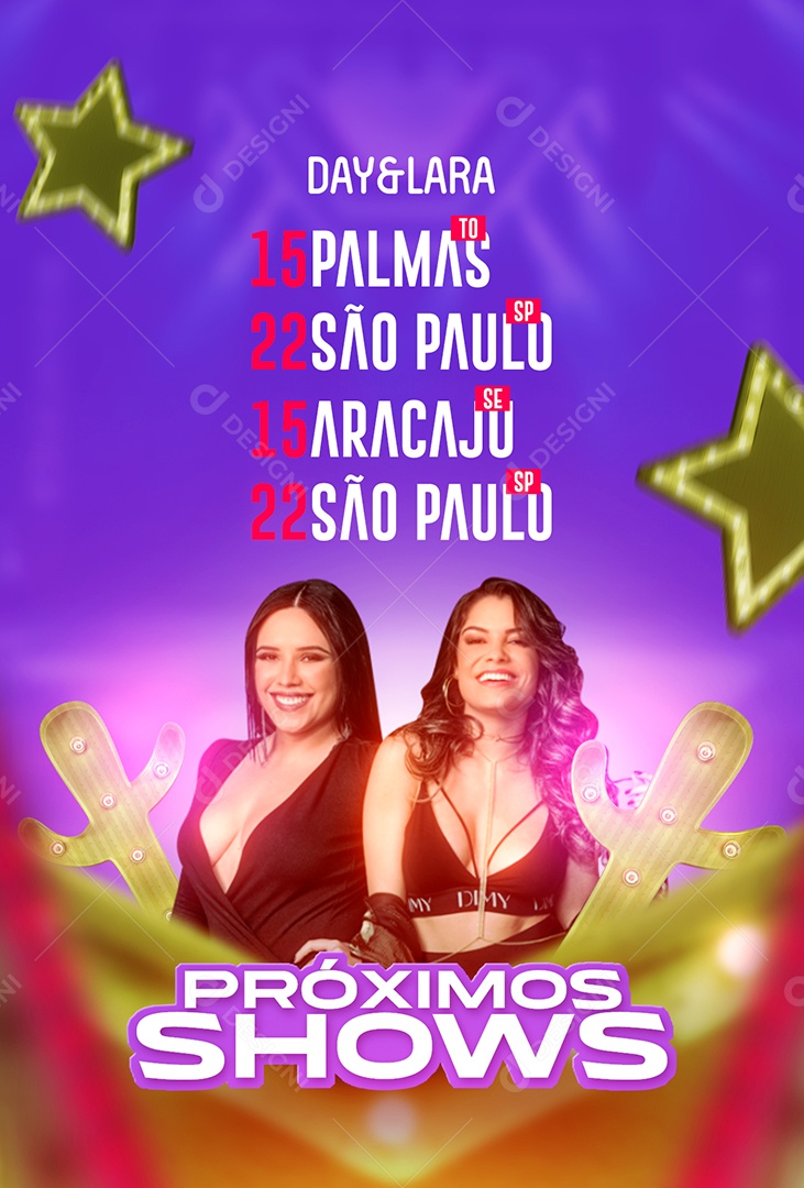 Próximos Shows Flyer Day & Lara Social Media PSD Editável