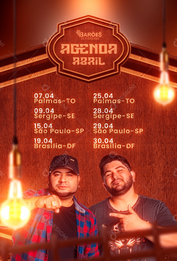 Agenda Abril Flyer Os Barões Da Pisadinha Social Media PSD Editável