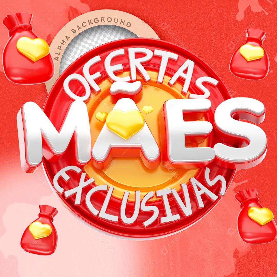 Mother's Day 3D Stamp - Exclusive Offers - Editable PSD Red Frame