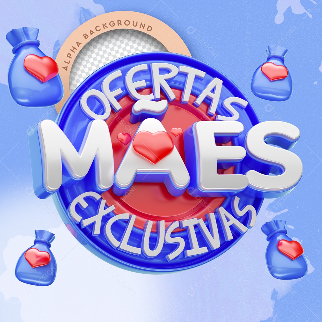 Selo 3D Dia Das Mães Ofertas Exclusivas Moldura Azul PSD Editável