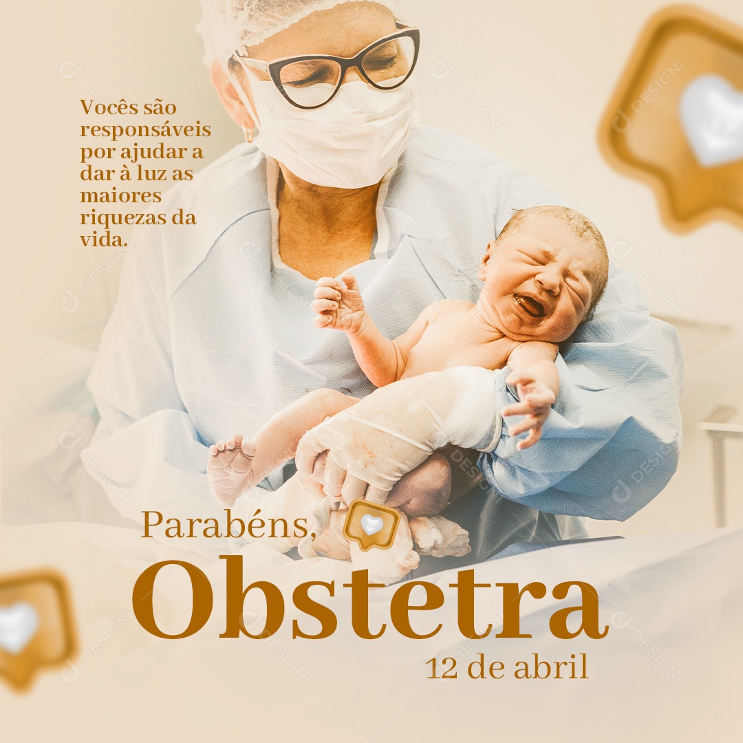 Parabéns Obstetra 12 De Abril Dia Do Obstetra Social Media PSD Editável