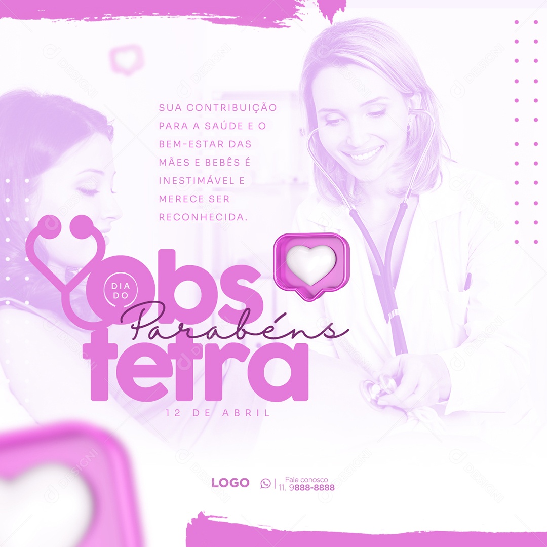 Bem-Estar Das Mães E Bebês É Inestimável Dia Do Obstetra Social Media PSD Editável