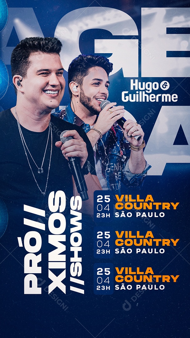 Story Agenda Próximos Shows Flyer Hugo & Guilherme Social Media PSD Editável