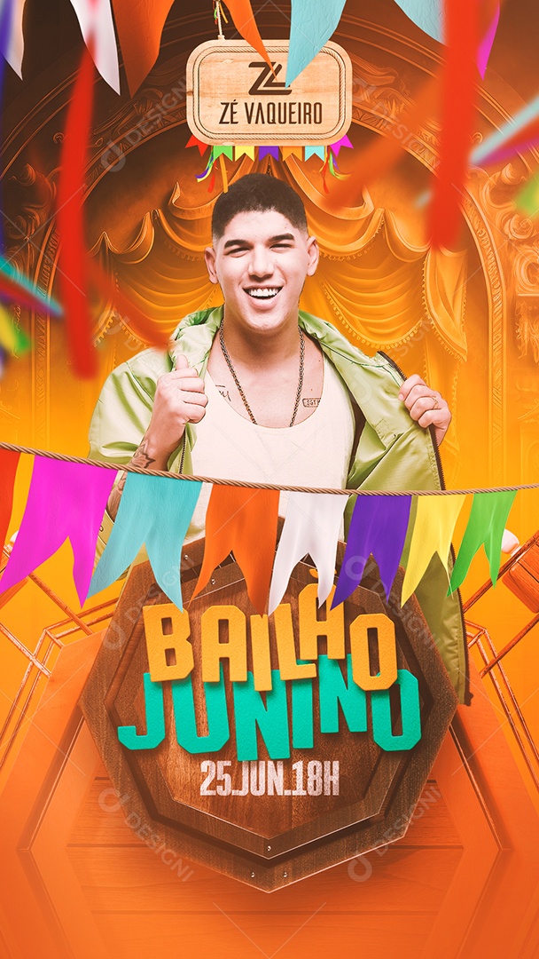Story Bailão Junino Flyer Zé Vaqueiro Social Media PSD Editável