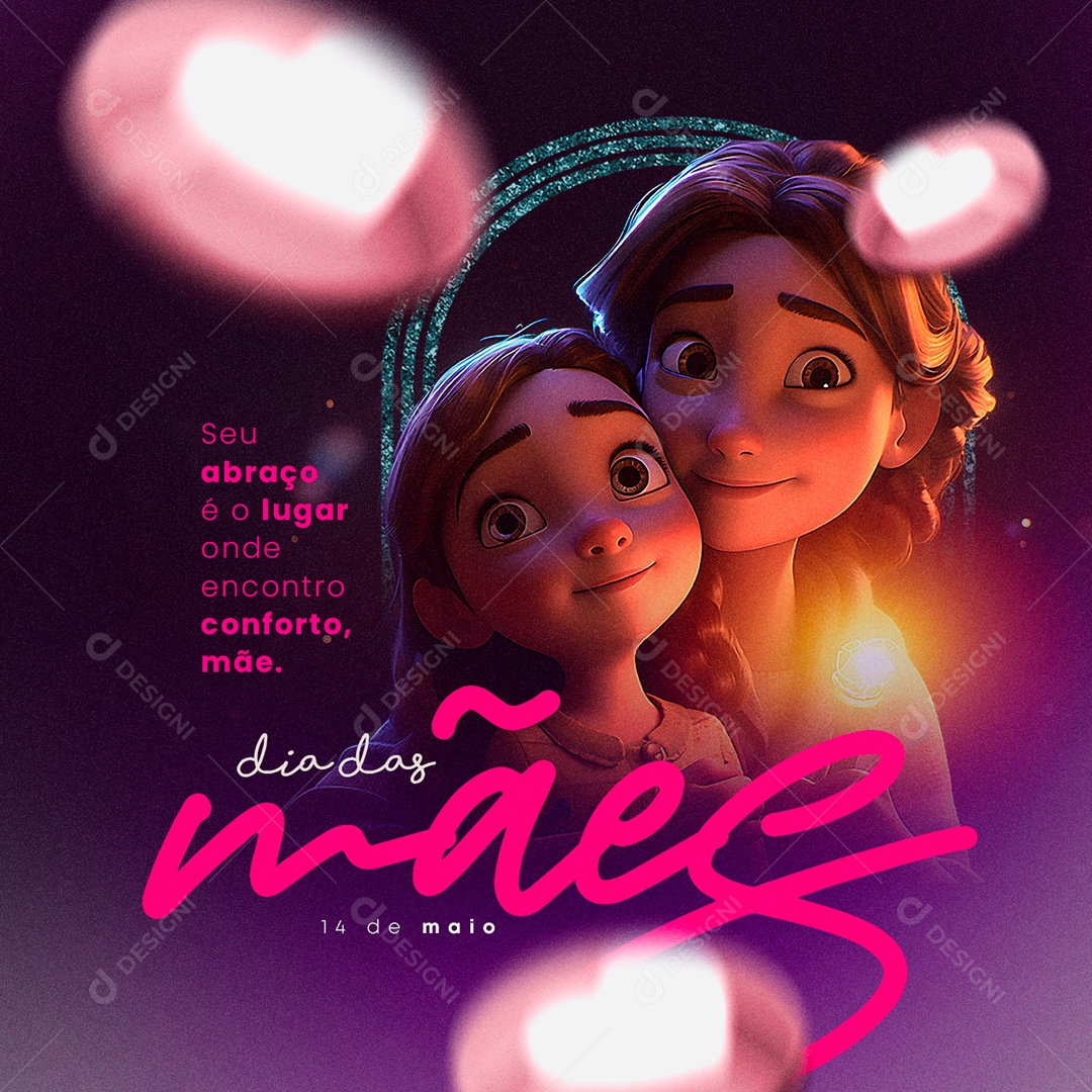 Seu Abraço É O Lugar Onde Encontro Conforto Mãe Dia Das Mães Social Media PSD Editável