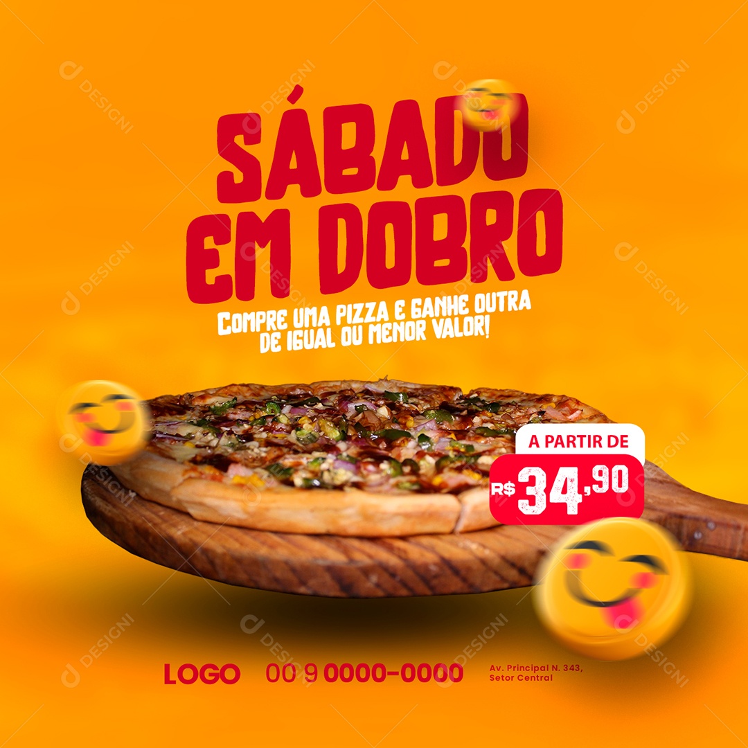 Sábado Em Dobro A Partir De 34,90 Pizzaria Social Media PSD Editável