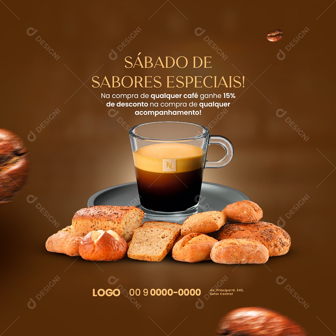 Sábado De Sabores Especiais Cafeteria Social Media PSD Editável
