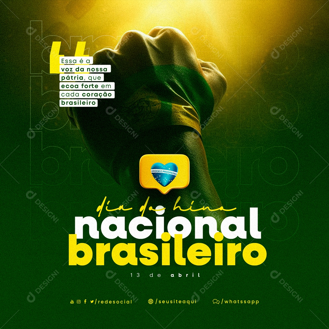 Essa É A Voz Da Nossa Pátria Dia Do Hino Nacional Brasileiro Social Media PSD Editável