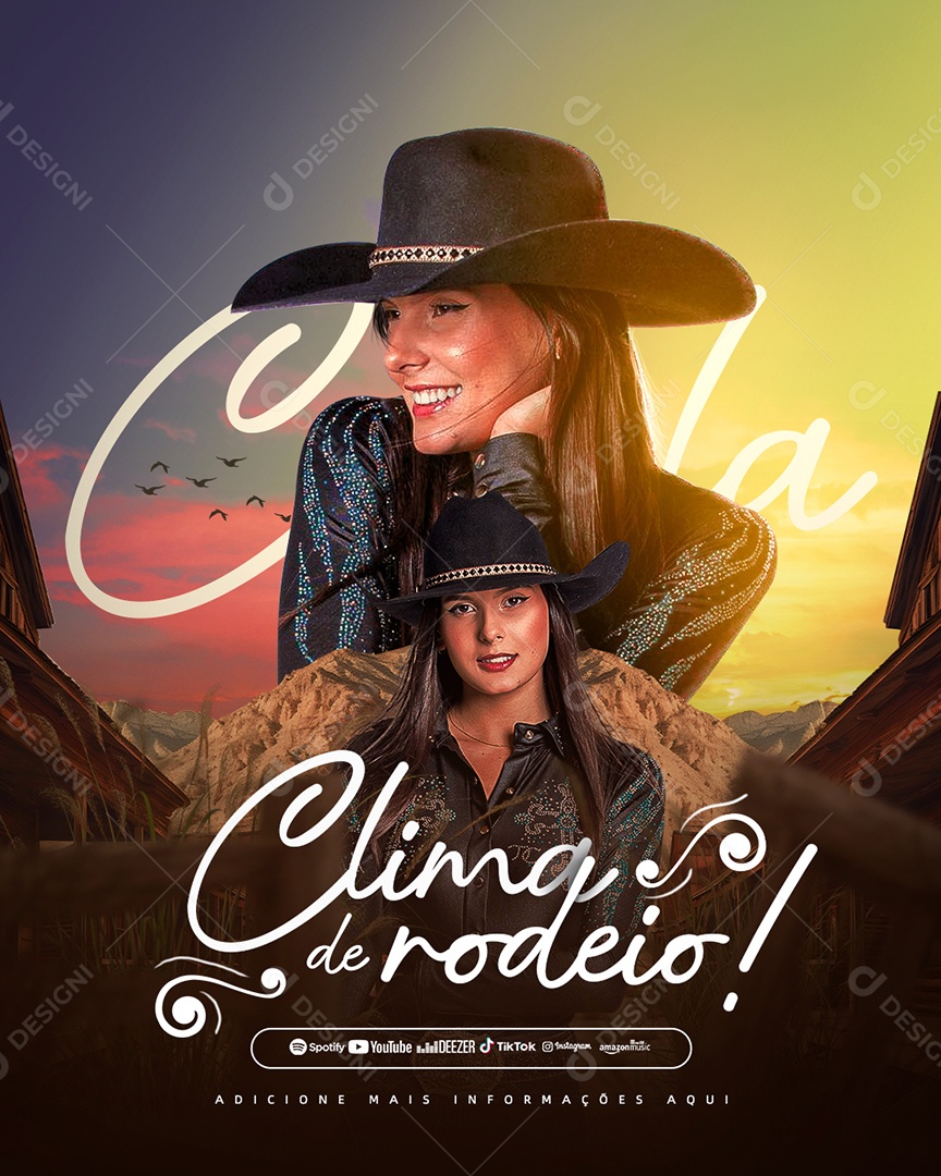 Flyer Show Clima de Rodeio Ana Castela a Boiadeira Social Media PSD Editável