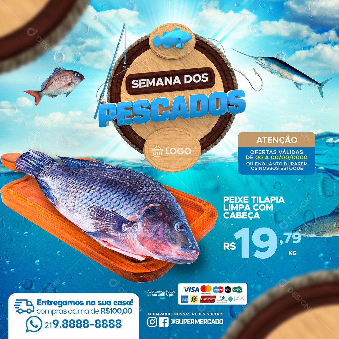 Semana Dos Pescados Social Media PSD Editável
