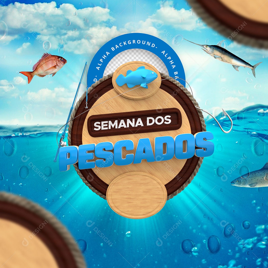Selo 3D Para Composição Semana Dos Pescados PSD